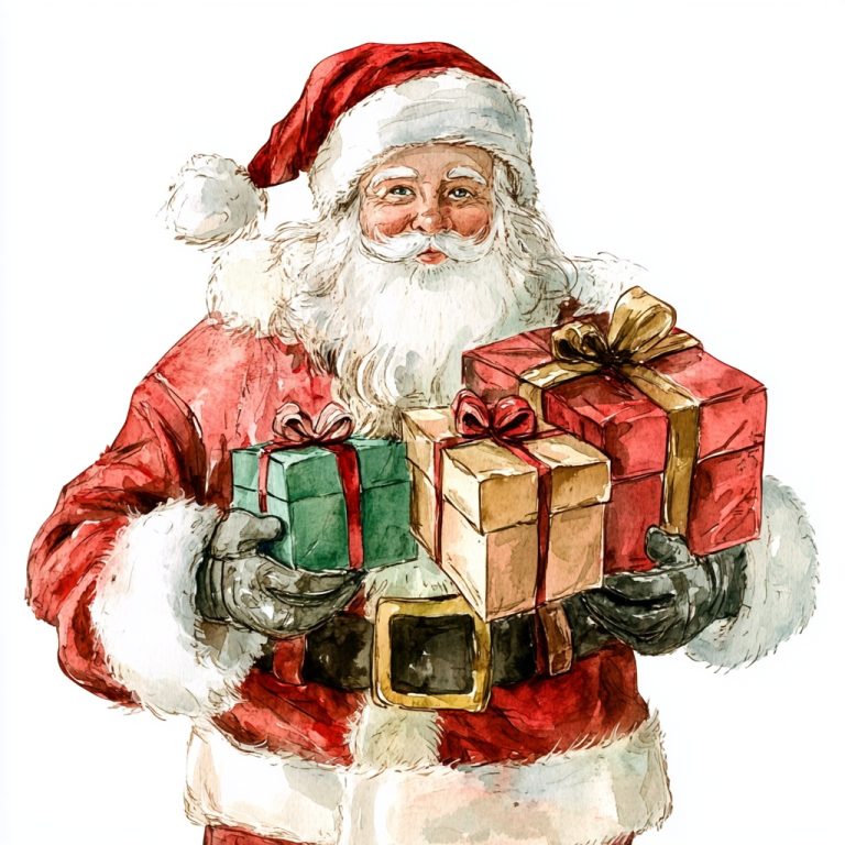 Retro Watercolor Santa Claus 2