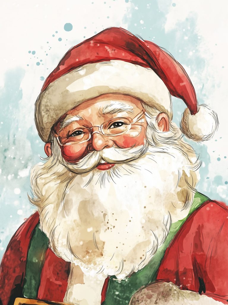 Retro Watercolor Santa Claus 3