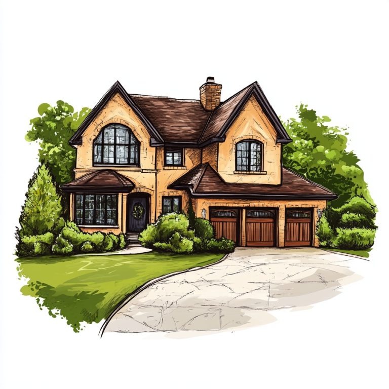 Rural House Drawing Style