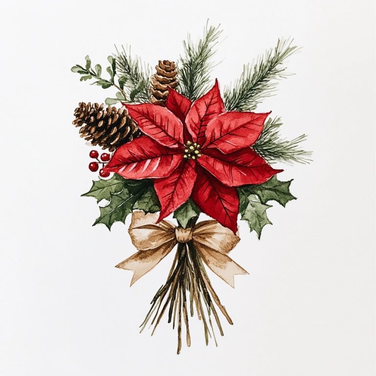 Rustic Christmas Watercolor Bouquet