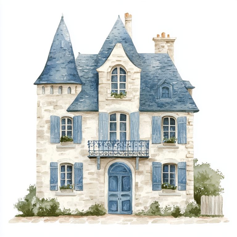 Rustic French Chateau Illustration