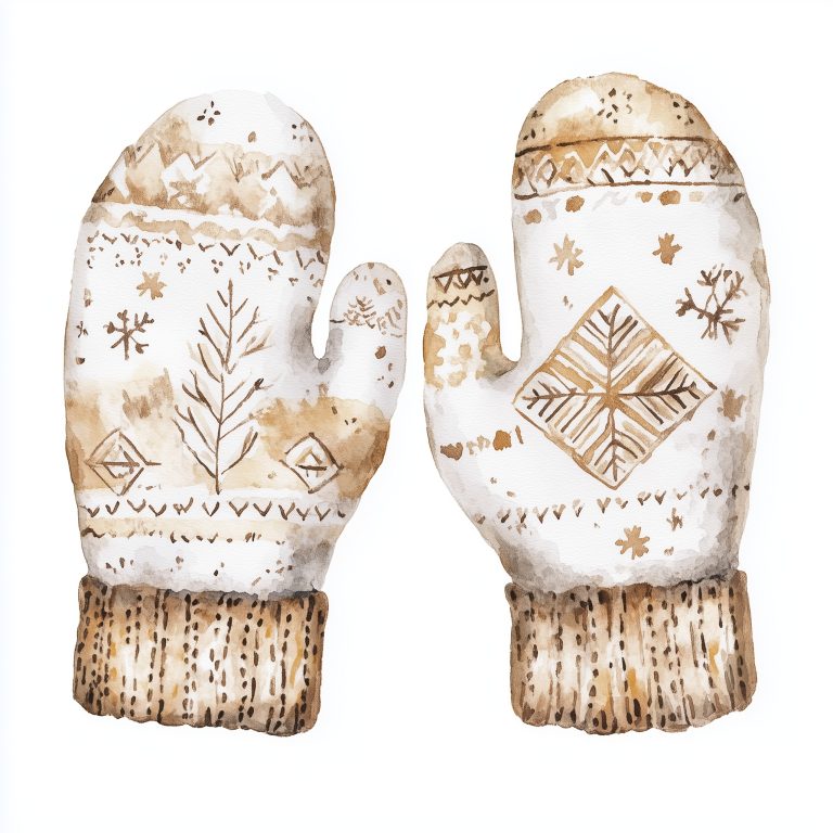 Rustic Watercolor Christmas Mittens