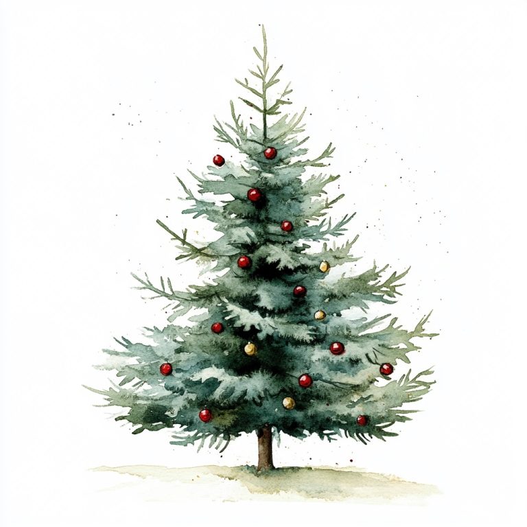 Rustic Watercolor Christmas Tree