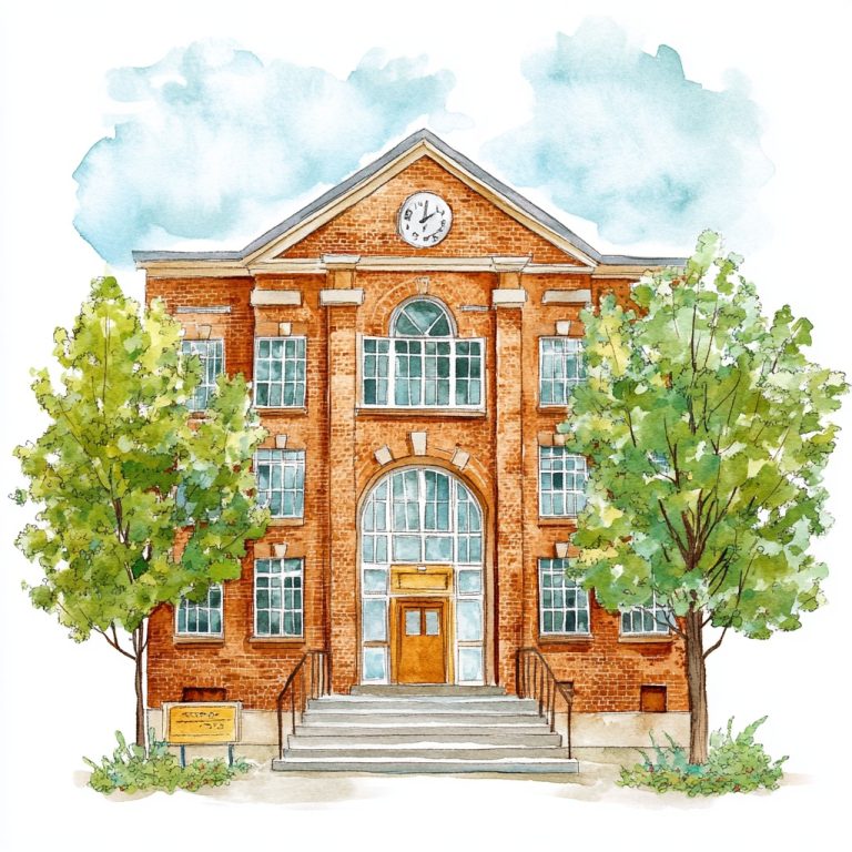 School Facade Illustration