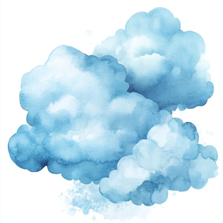 Serene Blue Watercolor Cloud Illustrations for Creative Projects