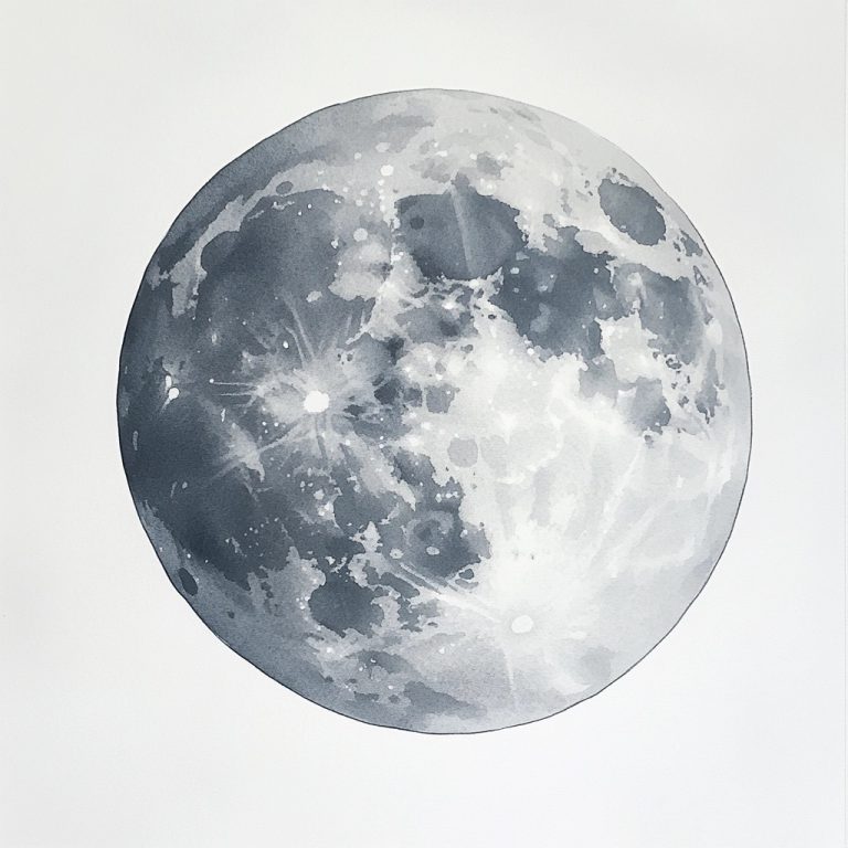 Serene Watercolor Moon A Grey and White Dreamscape