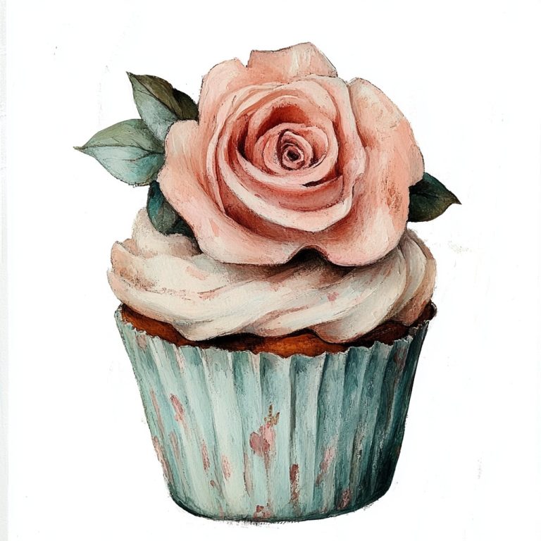 Shabby Chic Floral Cupcake Clipart