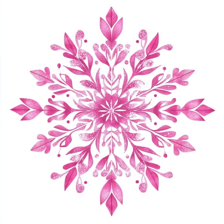 Simplistic Pink Snowflake Print