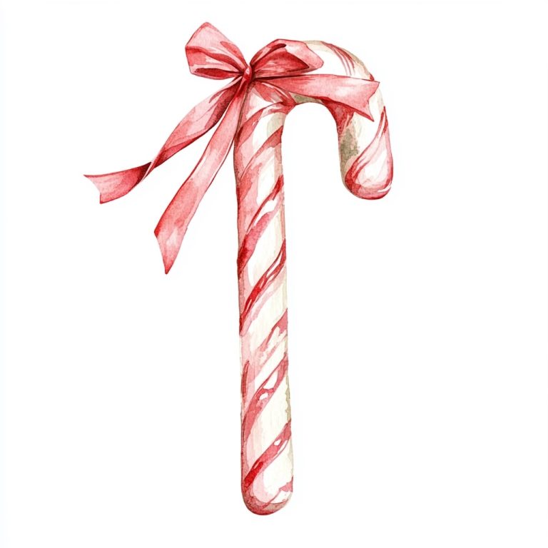 Single Color Candy Cane Watercolor