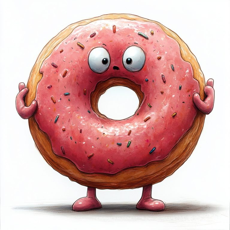 Skeptical Donut Cartoon Illustration