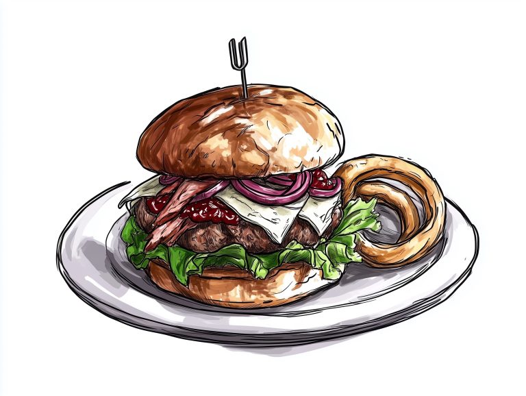 Smoked Turkey Camembert Burger Illustration