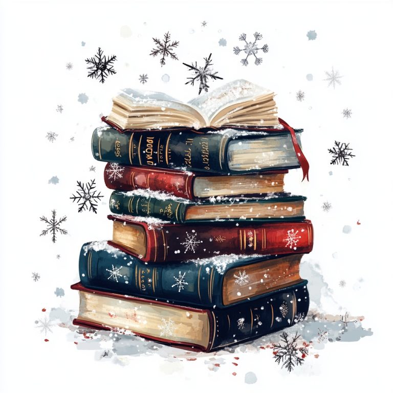 Snowflakes on Books Design