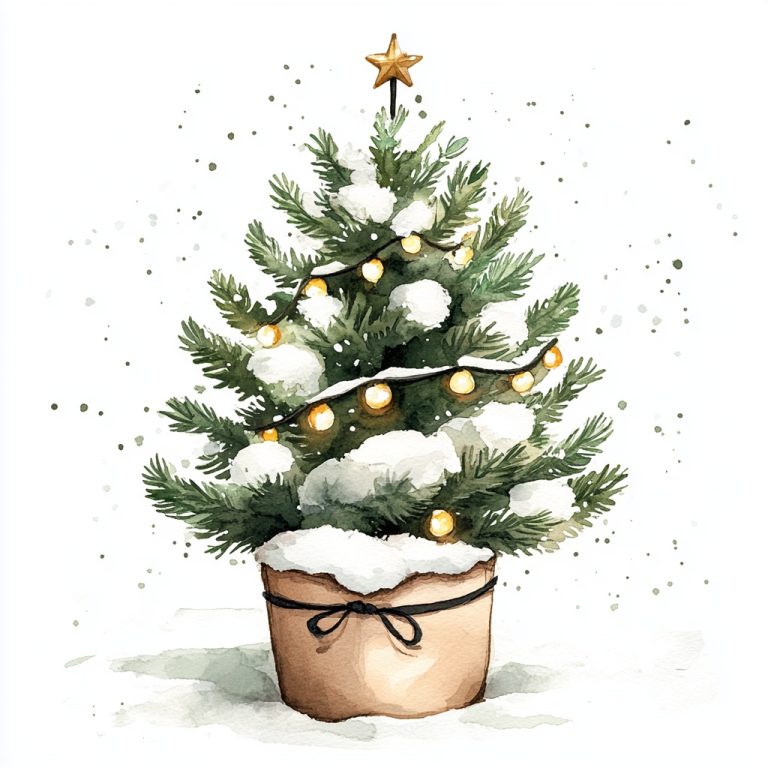 Snowy Christmas Tree Illustration