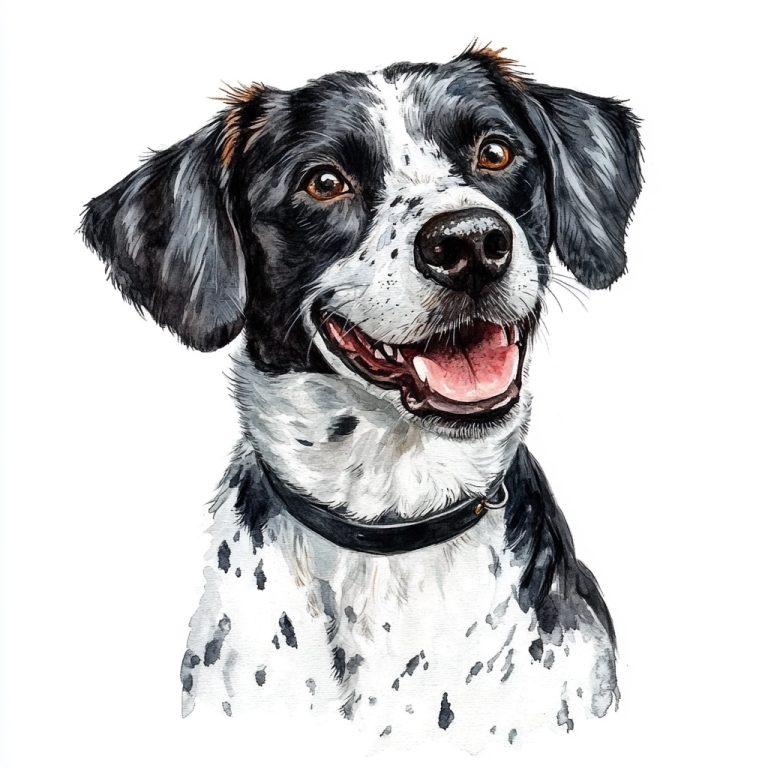 Solitary Canine A Watercolor Portrait on a Crisp White Canvas