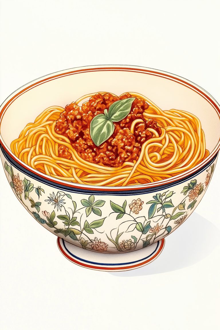 Spaghetti Bolognese Woodblock Print scaled