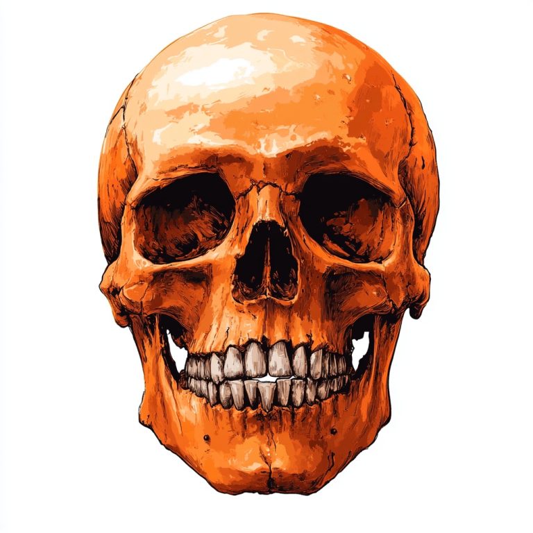 Spooky Orange Skeleton Face