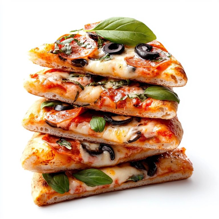 Stacked Pizzas on White