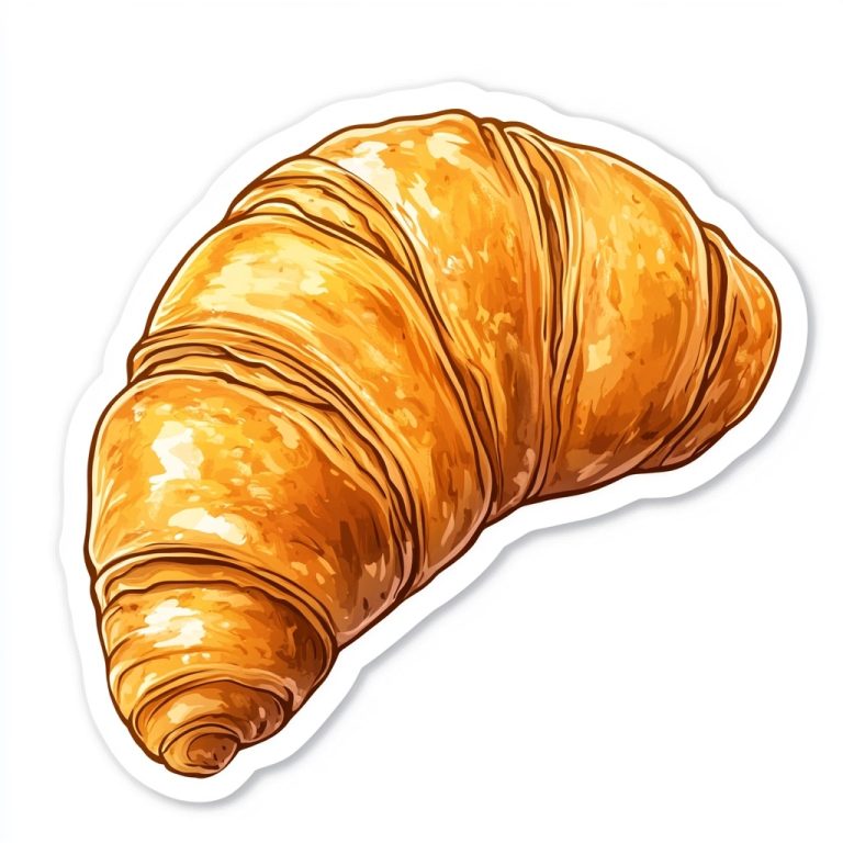 Sticker Illustration of Croissant