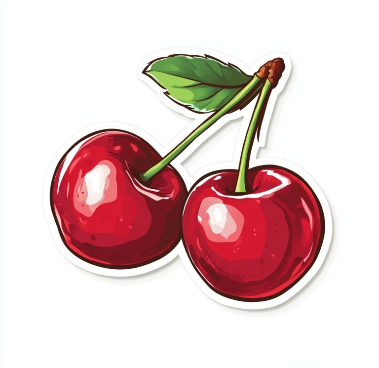 Sticker Style Red Cherries