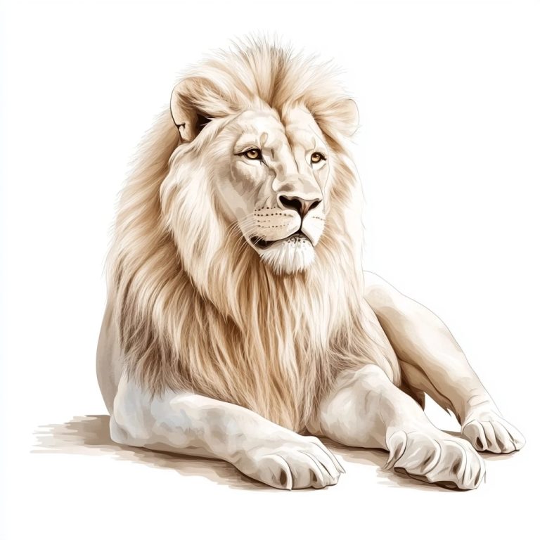 Stylized Lion on White