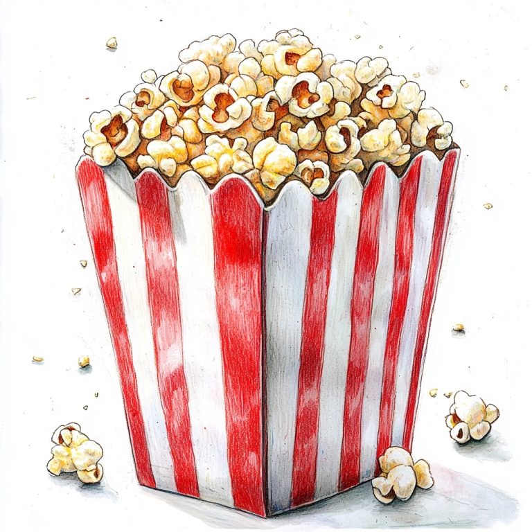 Stylized Popcorn Line Drawing