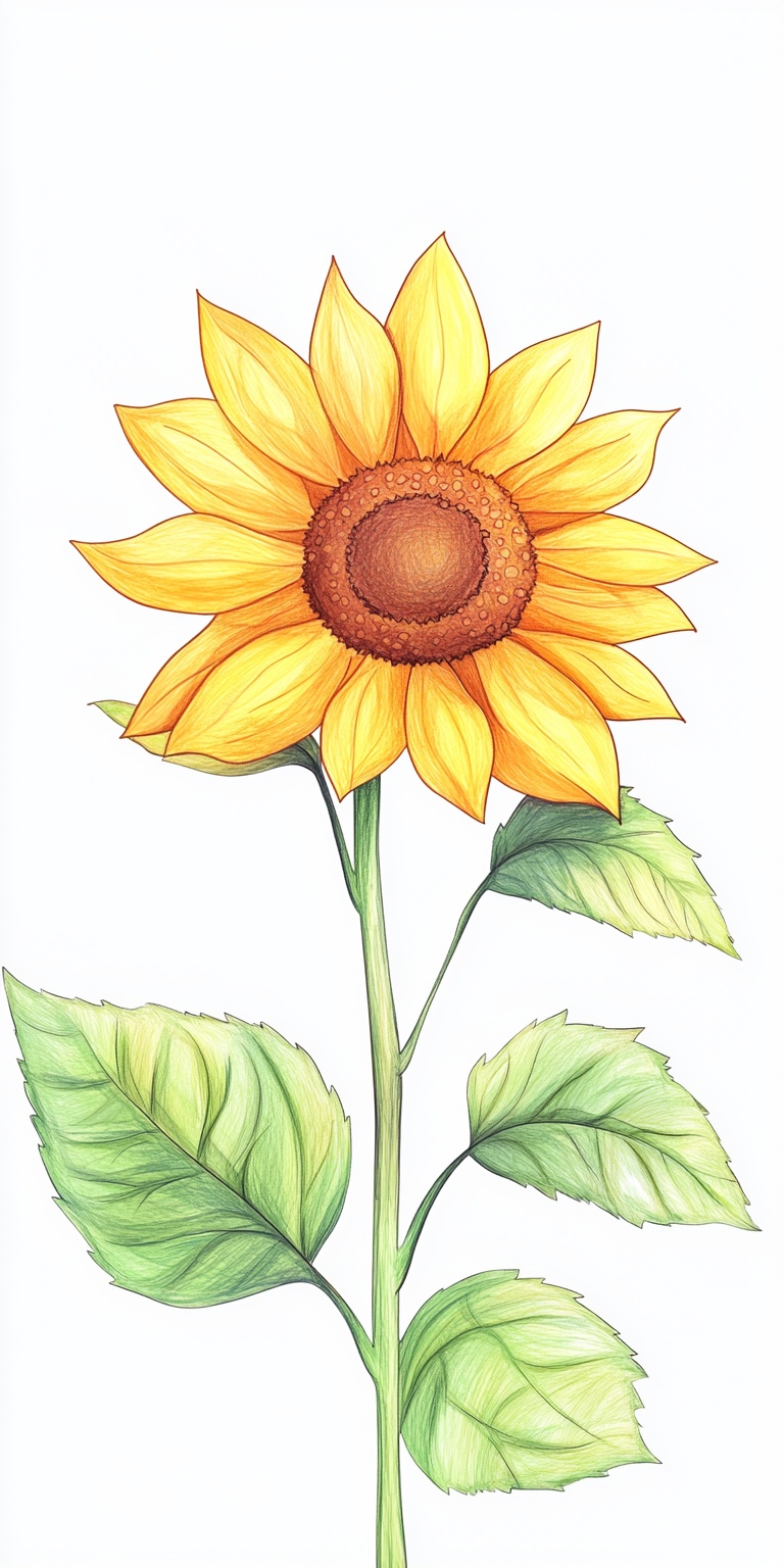 Sunflower Bookmark in Colored Pencil