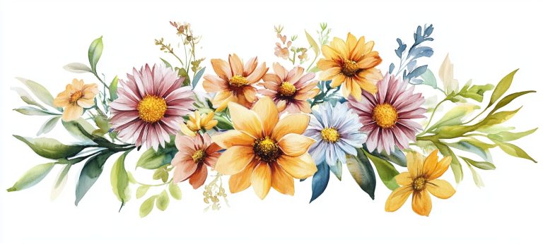 Symmetrical Aster Bouquet Painting