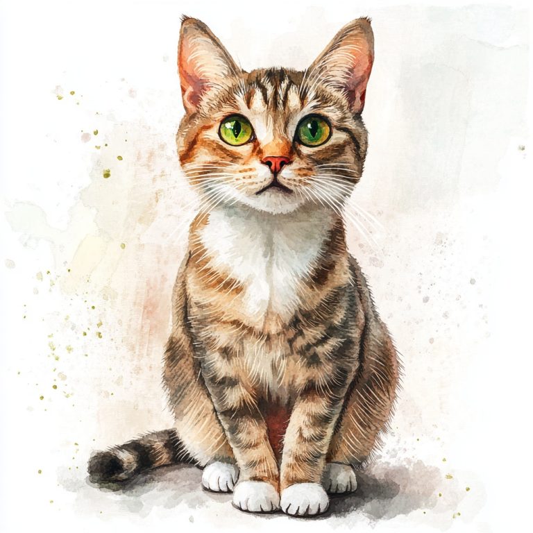 Tan Cat in Watercolor