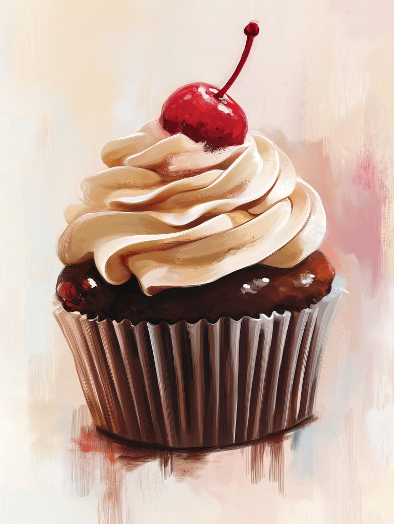 Textured Cupcake with Cherry