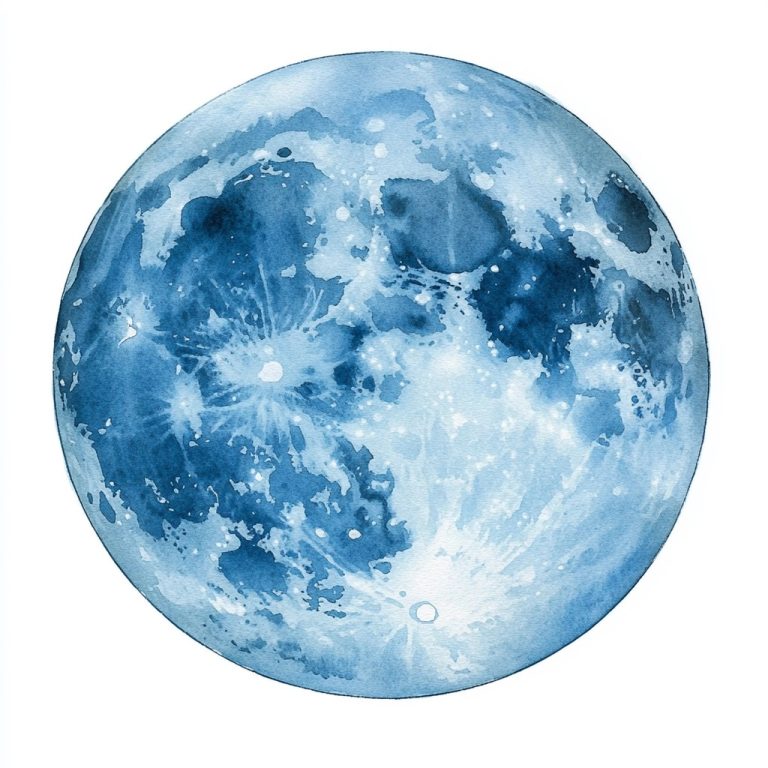 Textured Moon Watercolor Illustration