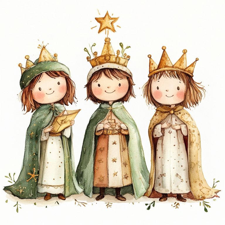 Three Magi Watercolor Cartoon