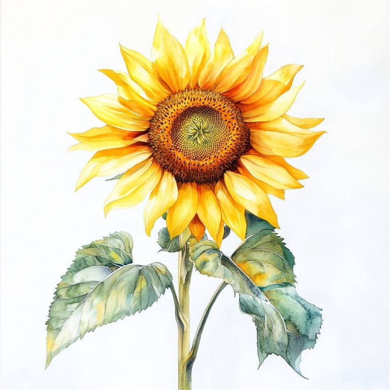 Ultra Realistic Sunflower Watercolor