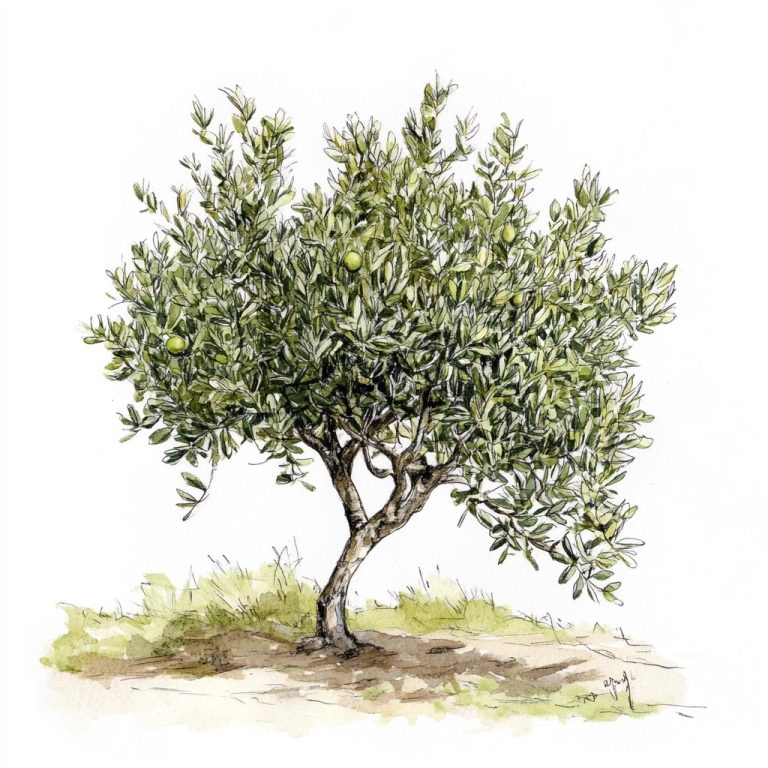 Urban Sketch of Olive Tree