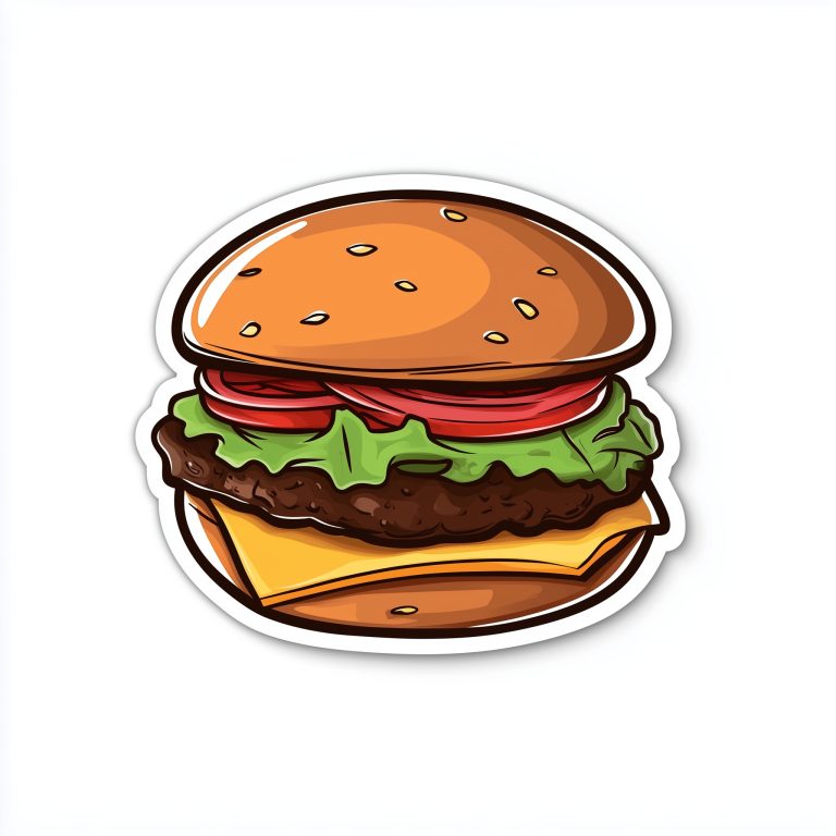 Vibrant 2D Hamburger Sticker