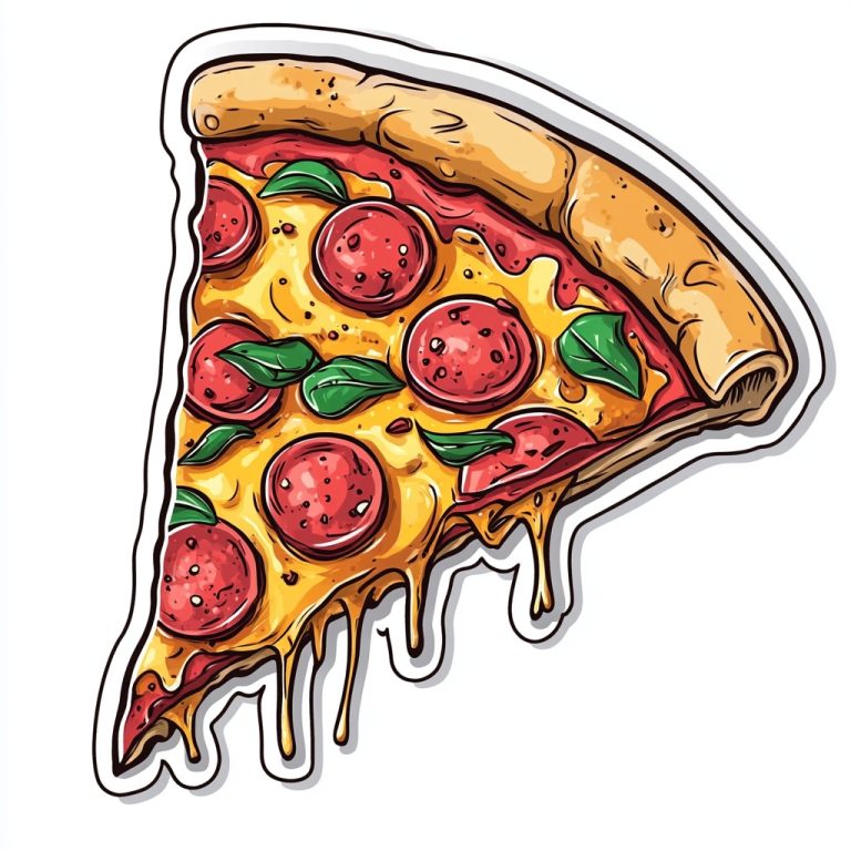 Vibrant Cartoon Pizza Sticker