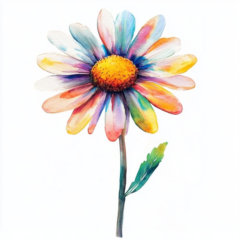 Vibrant Daisy Watercolor Painting