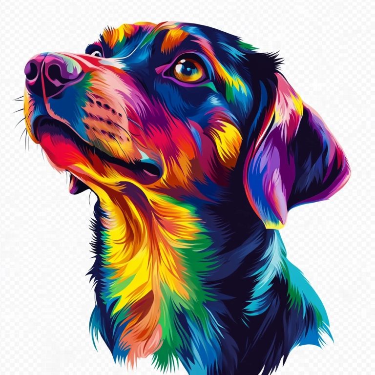 Vibrant Dog Head Illustration