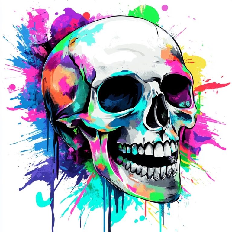 Vibrant Graffiti Skull Design