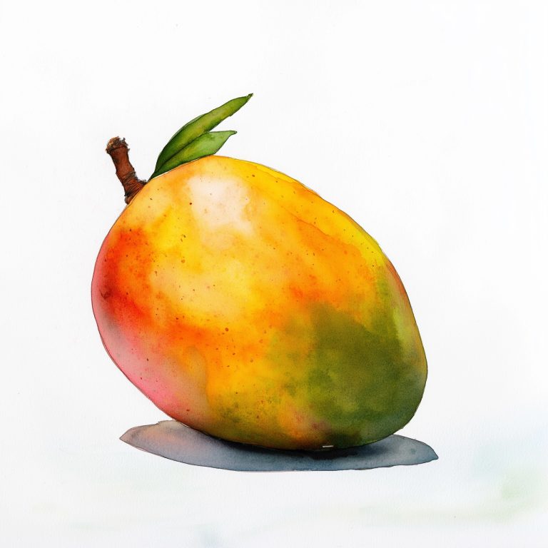 Vibrant Mango Against a Crisp White Canvas