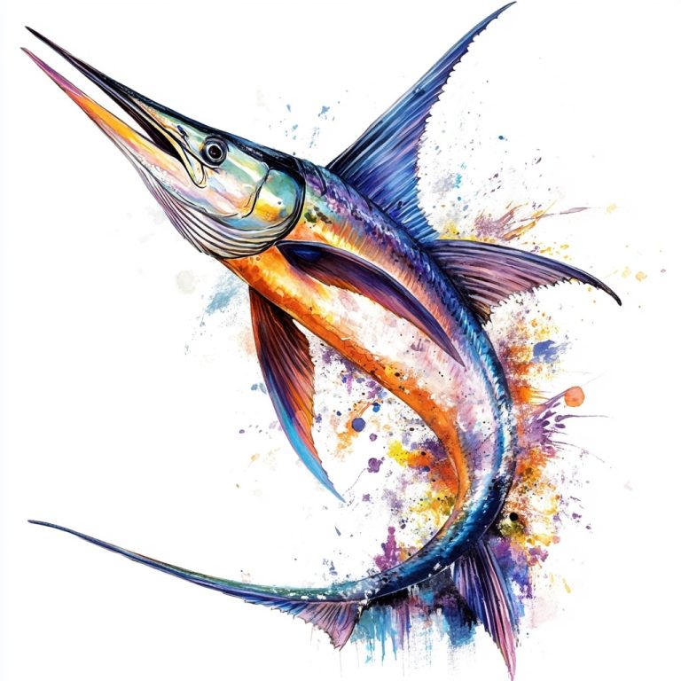 Vibrant Marlin Fish Displayed Against a Pristine White Canvas