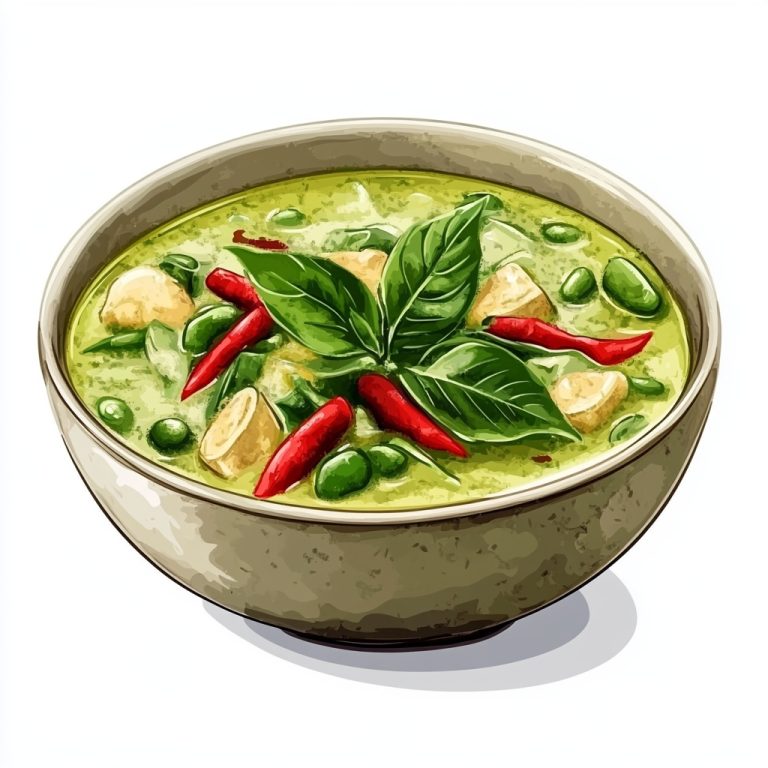 Vibrant Thai Green Curry Illustration