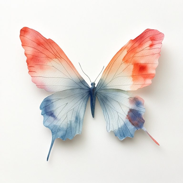 Vibrant Watercolor Butterfly Against a Crisp White Canvas