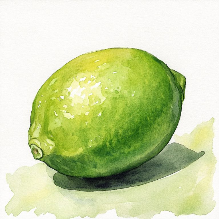 Vibrant Watercolor Depiction of a Fresh Lime