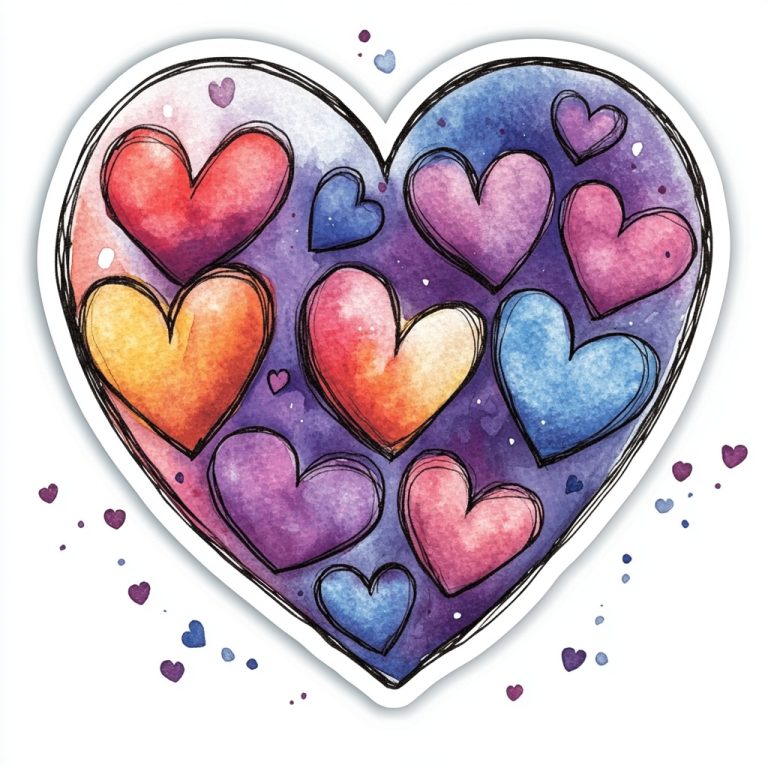 Vibrant Watercolor Heart Sticker