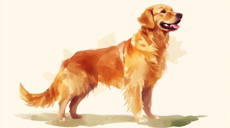 Vibrant Watercolor Portrait of a Playful Golden Retriever A Heartwarming Tribute to Canine Companionship scaled