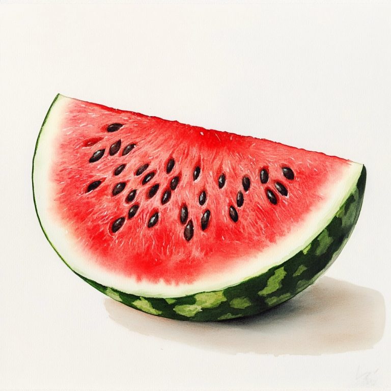 Vibrant Watercolor Rendering of a Juicy Watermelon