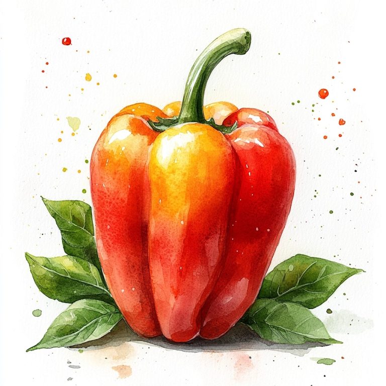 Vibrant Watercolor Sweet Pepper