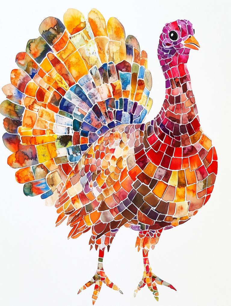 Vibrant Watercolor Turkey Design