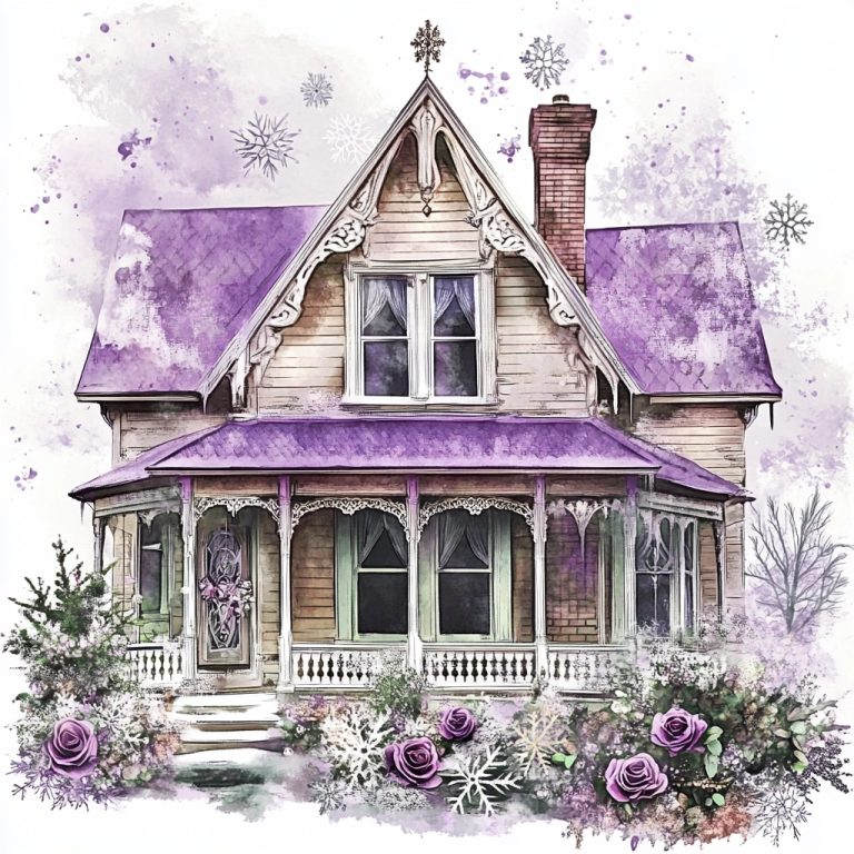 Victorian House Watercolor Clipart