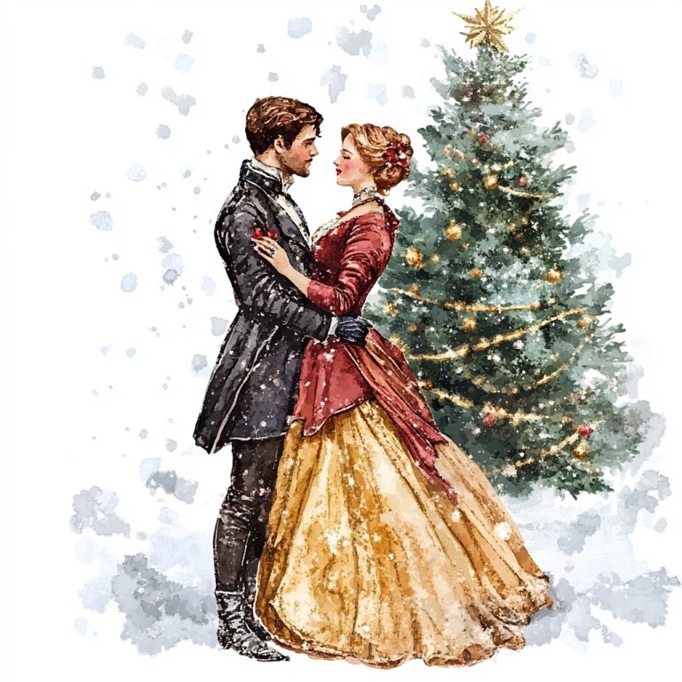 Victorian Lovers with Christmas Tree